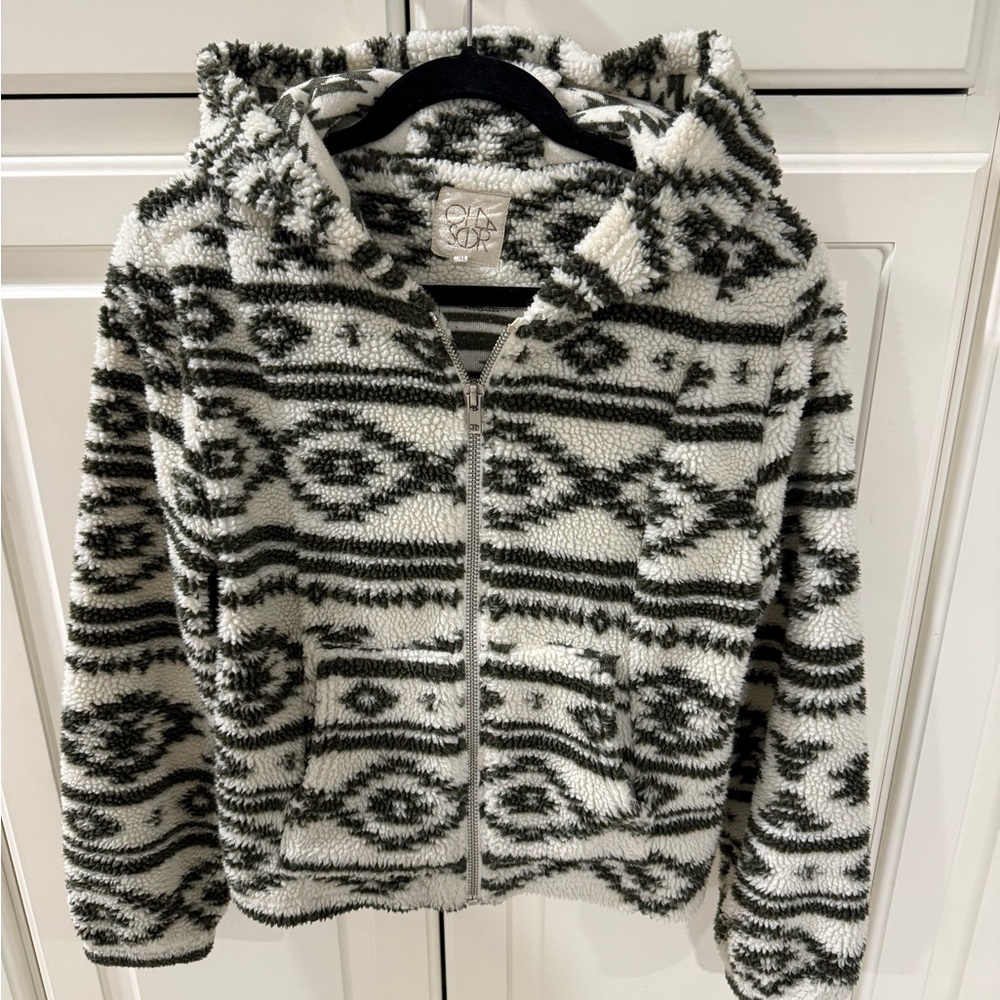Chaser Monochrome Patterned Teddy Jacket